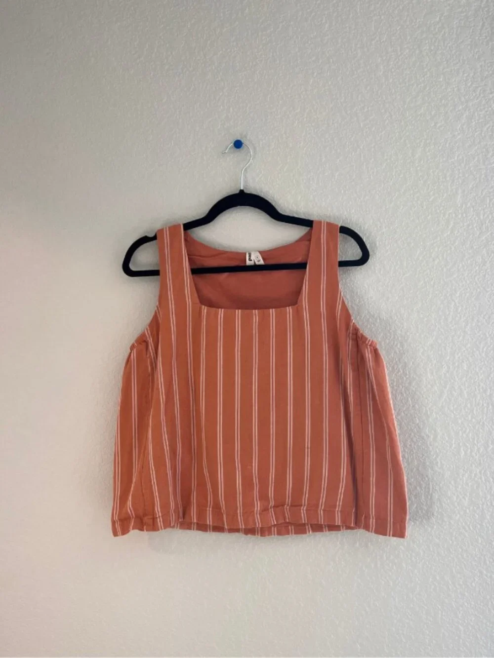 Pact Women’s Terracotta Striped Linen Cotton Tank & Shorts Set Size Medium